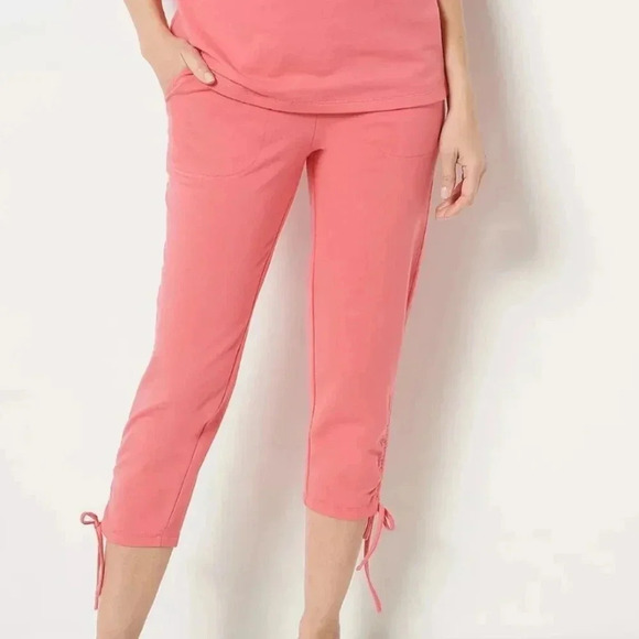 Sport Savvy French Terrry Straight Leg Crop Pant - Picture 1 of 9